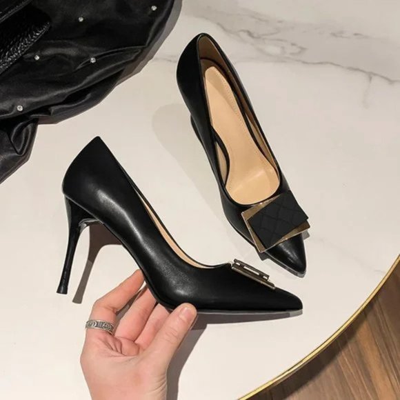 New spring pointed female fine heel deduction temperament single shoes - Picture 2 of 5